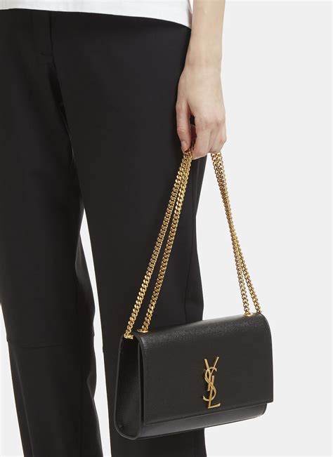 saint laurent monogram ysl kate medium chain bag black|Saint Laurent Monogram Kate Medium Tassel Chain Bag, Black.